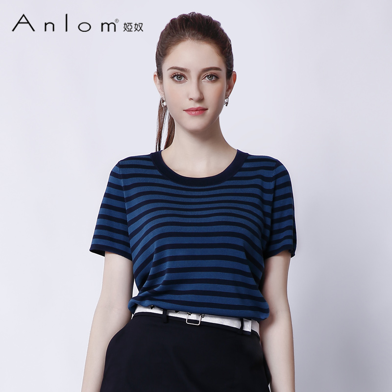 anlom/娅奴商场同款条纹针织短袖