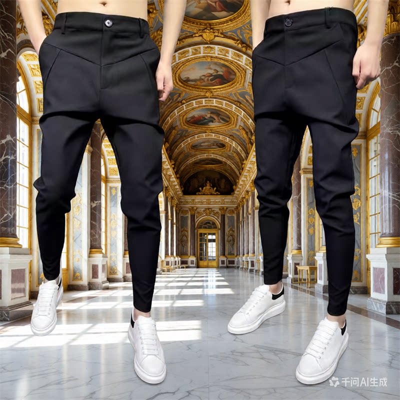 男士新品西裤斯洛浦森尼秋冬新款韩版简约小脚裤西裤束脚裤靴裤潮