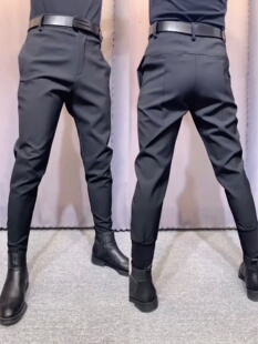 潮流精神小伙休闲裤韩版社会修身网红裤子百搭束脚发型师小脚西裤