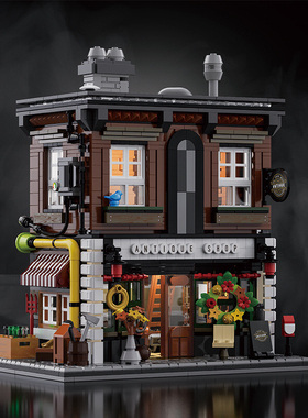 砖悦66055欧式建筑街景系列古董店摆件拼装moc小颗粒积木玩具模型