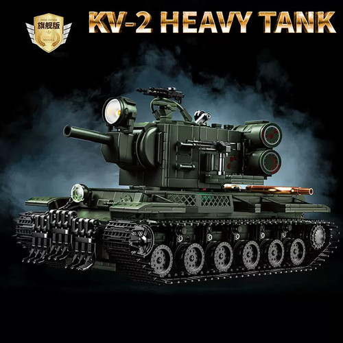 98003二战军事系列KV2重型坦克高难度益智拼装小颗粒积木男孩玩具
