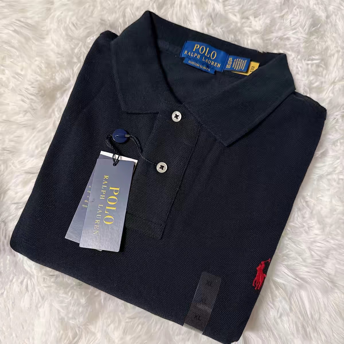 Ralph Lauren Men's Casual Pure Cotton Turn-down Collar Short Sleeve Polo Shirt Mesh T-Shirt with Pearl Cotton