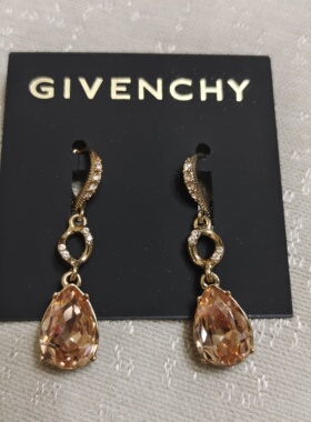 纪梵希Givenchy香槟色水晶耳环高端奢华闪钻时尚耳饰情人节礼物