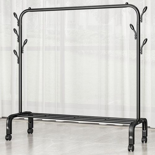 晾衣架落地卧室简易家用挂衣服架子室内晾衣杆阳台折叠小晒衣帽架