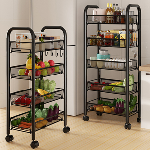 厨房收纳置物架落地多层小推车储物架可移动家用品大全蔬菜篮架子