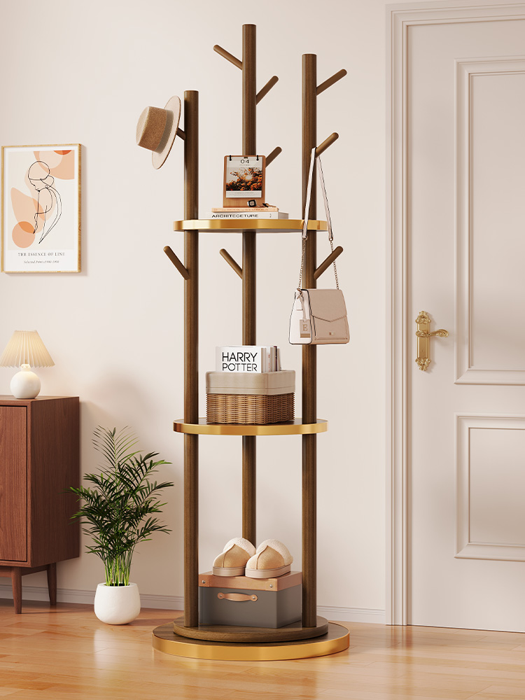 衣架落地卧室家用挂衣服架子可旋转立式实木衣帽架客厅置物晾衣架