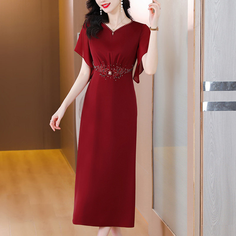 妈妈婚宴礼服夏装结婚礼服气质喜婆婆婚宴装高贵正式场合连衣裙夏