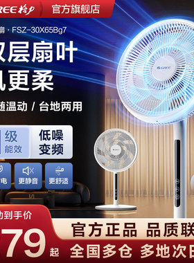 格力12叶双层扇叶电风扇直流变频节能台立两用大风家用遥控落地扇