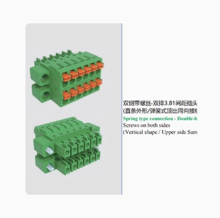 FPCB035M-381插头端子3.81MM间距双侧带螺丝弹簧式双排型同向出线