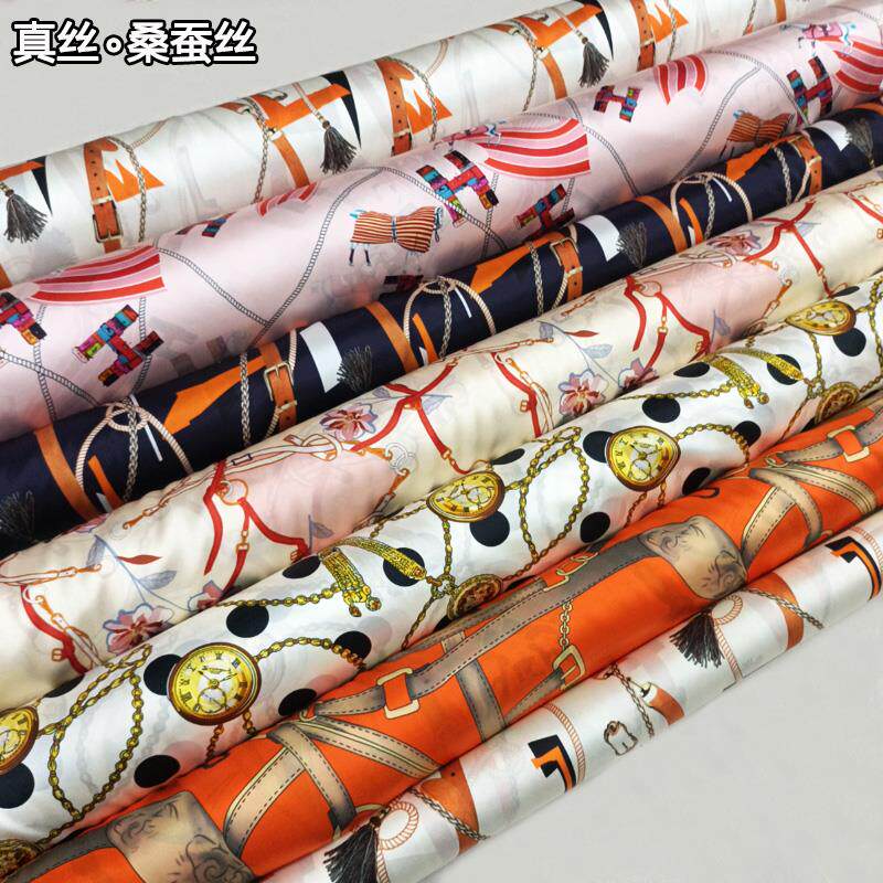重磅链条几何图案印花数码喷绘桑蚕丝面料19姆米弹力真丝布料旗袍怎么看?