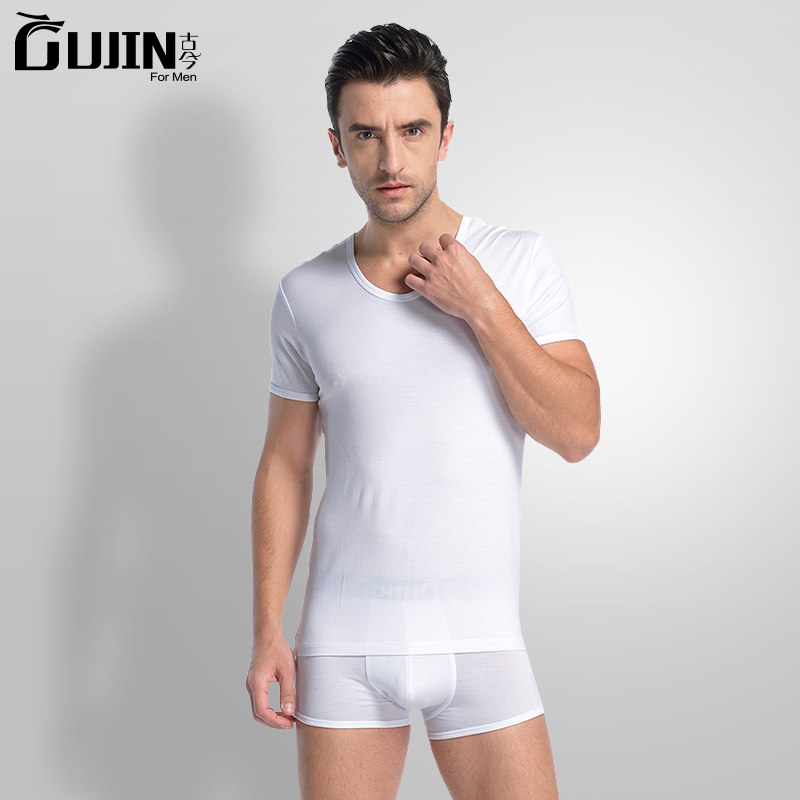 GUJIN/古今男士春夏T恤莫代尔青年纯色短袖衫薄款休闲打底短T怎么看?