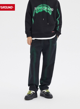 【特卖】SprayGround23春字母刺绣休闲裤男宽松显瘦直筒裤潮W0912