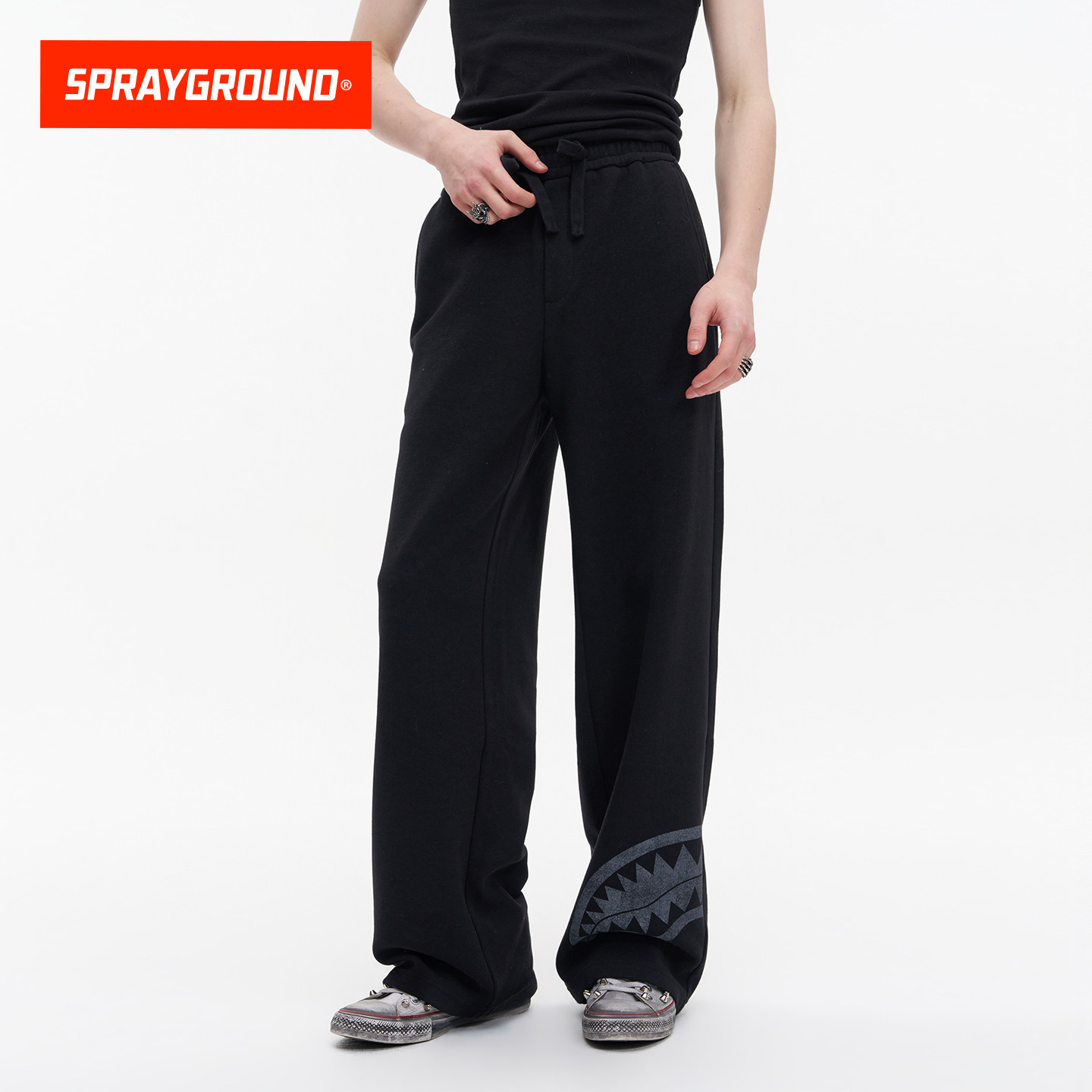 SprayGround鲨鱼嘴运动卫裤男2026春秋新款潮流抽绳直筒休闲长裤