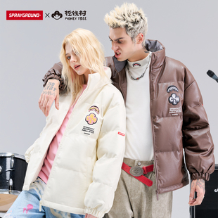 SprayGround鲨鱼嘴X摇钱树联名立领羽绒服男女冬季 外套 宽松情侣款