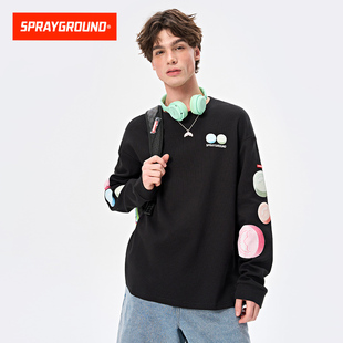 SprayGround鲨鱼嘴印花圆领套头卫衣男2025春季新款潮牌长袖上衣