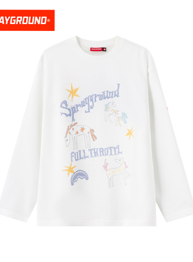 SprayGround鲨鱼嘴趣味印花长袖T恤男2026春季新款潮牌套头上衣