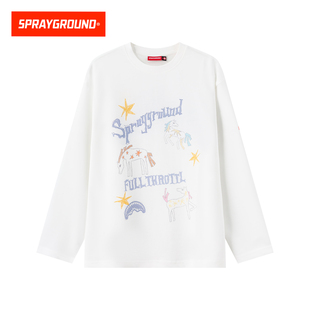 潮牌套头上衣 新款 SprayGround鲨鱼嘴趣味印花长袖 T恤男2026春季