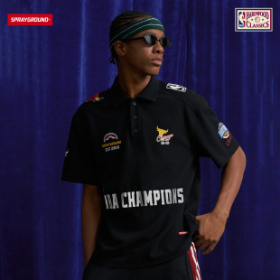 SprayGround丨NBA HWC联名系列公牛球队短袖T恤男运动休闲polo衫