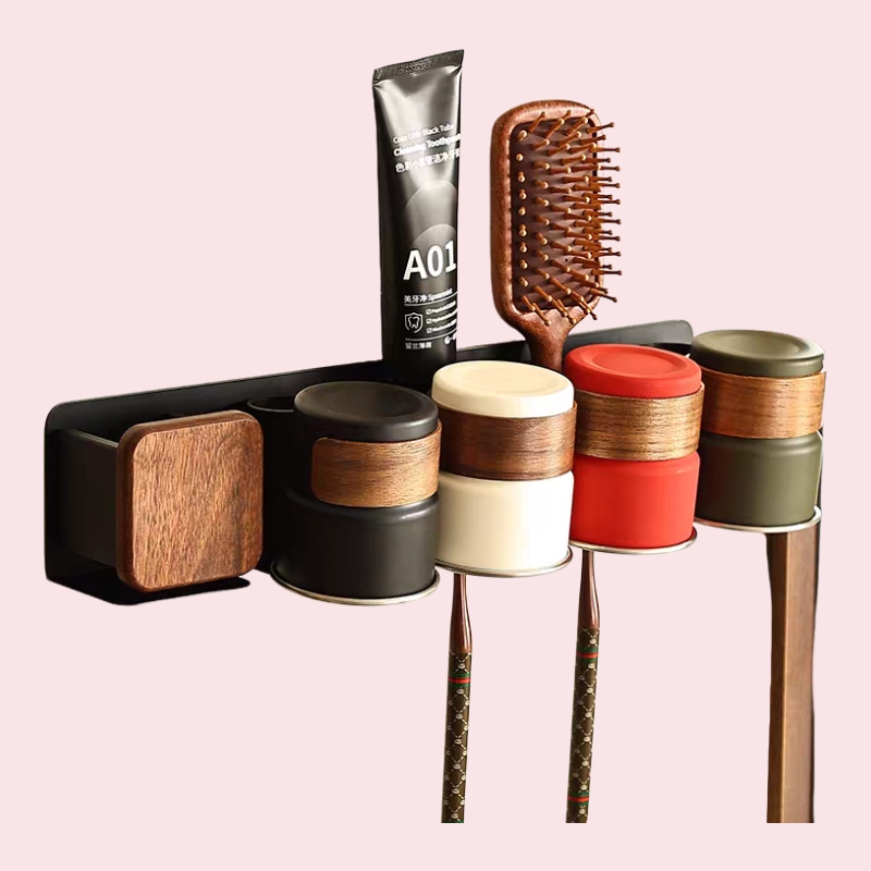 中古风漱口杯套装不锈钢家用免打孔卫生间洗漱台牙刷杯子置物架