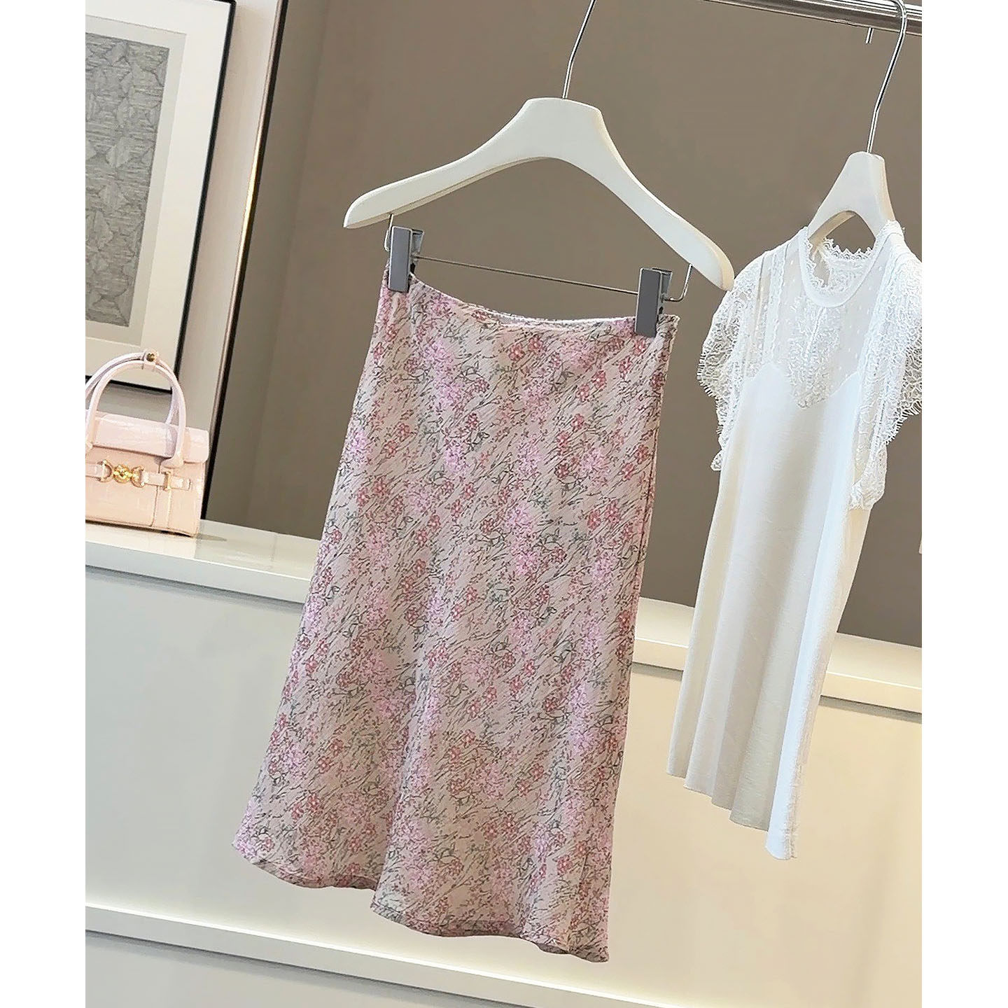 法式温柔风碎花半身裙女高腰显瘦A字中裙复古夏季新款薄款鱼尾裙