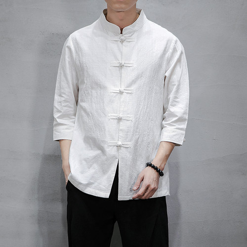 古风唐装夏季短袖衬衫中式盘扣