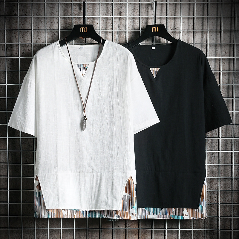 夏季唐装男薄款短袖中国风中式青年复古汉服居士服古风佛系男装