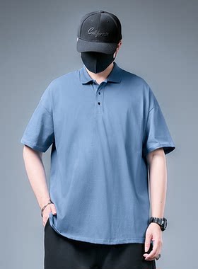 纯色polo衫男短袖夏季薄款男士t恤有领加肥胖子大码男装纯棉半袖