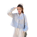 白色蕾丝领牛仔外套女2025春季新款设计感小众甜酷风小个子短夹克，女装短外套，浙宝152