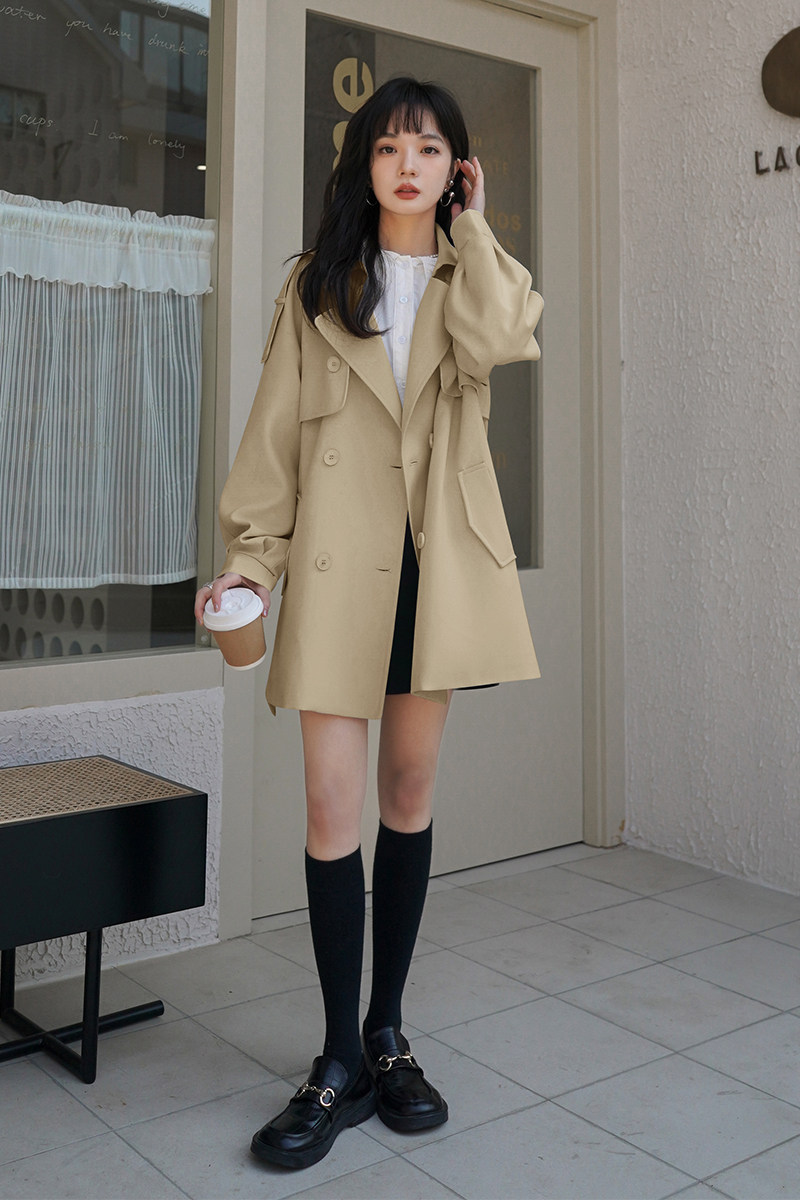 卡其色中长款风衣外套女2025新款秋季流行高级感百搭韩版休闲上衣,女装风衣,浙宝152