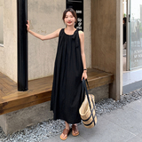 气质高级感黑色挂脖裙女夏季2025新款大方得体超好看法式风连衣裙，女装连衣裙，浙宝152