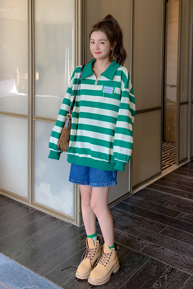 大货【】泡泡格条纹卫衣152-9523-P115-控价168,女装卫衣/绒衫,浙宝152