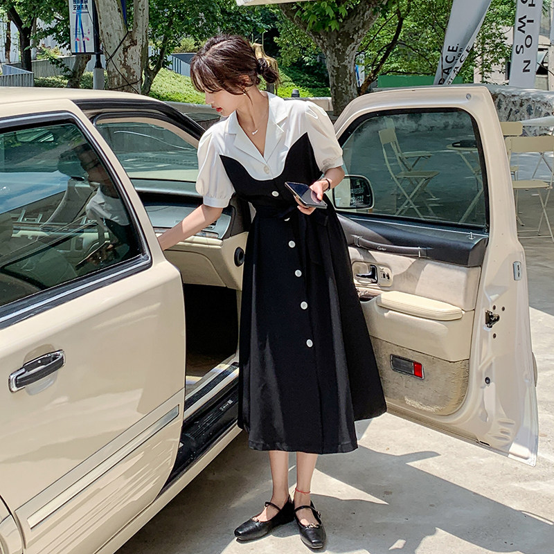 现货【】西装拼接连衣裙152-9323-P105-控价158，女装连衣裙，浙宝152