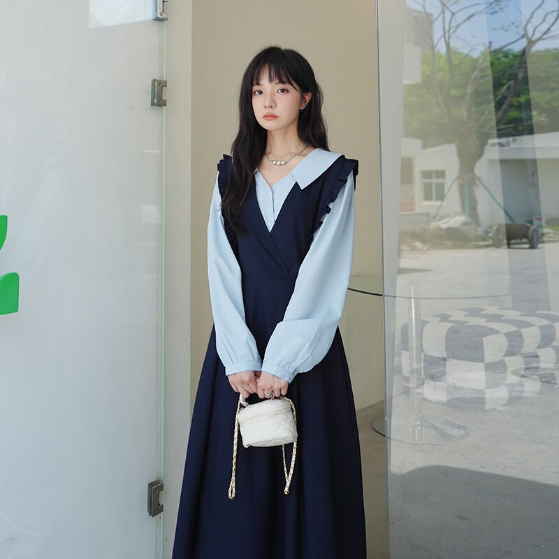 现货【】衬衫背心裙两件套装152-9502-P165-控价238图片