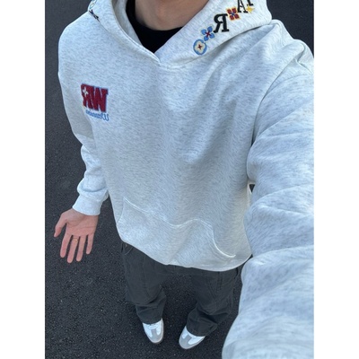 美式复古字母刺绣连帽卫衣