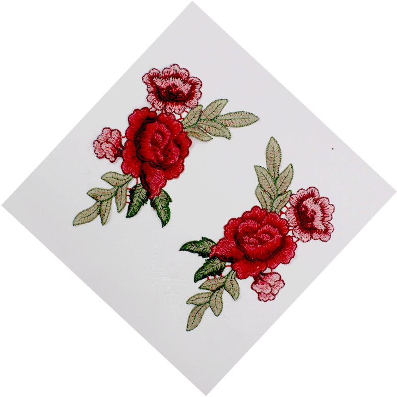 旗袍服装辅料红色古风手缝布贴