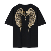T恤潮牌男女同款 BAD BOY黑金色短袖 印花圆领潮流上衣天使翅膀