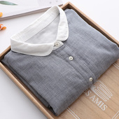 双层棉纱格子衬衫 白领拼接衬衣小众设计感宽松外套 女2024春秋新款