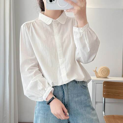 春季新款纯棉衬衫女小众别致