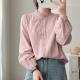 小清新衬衣女装 女长袖 上衣 文艺荷叶领立领白衬衫 春秋纯棉新款