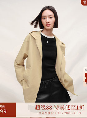 ARIOSEYEARS简约连帽宽松廓形风衣女春季新款百搭防风外套3082214
