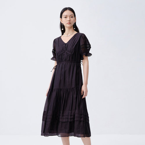 【廖廖粉丝专享】ARIOSEYEARS夏季新品时尚高腰镂空设计连衣裙