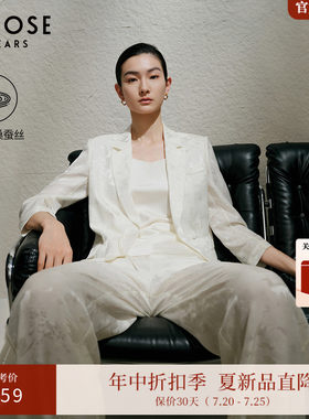 艾诺丝雅诗 新中式100%桑蚕丝盘扣真丝提花西装外套女夏40421340
