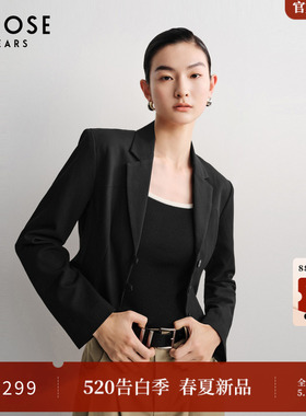 艾诺丝雅诗春季新品黑色摩登收腰西装外职场通勤百搭女装40311337