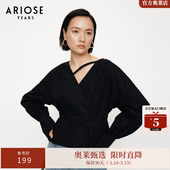 法式 针织衫 收腰V领灯笼袖 设计款 30815032 衬衣女春季 ARIOSEYEARS
