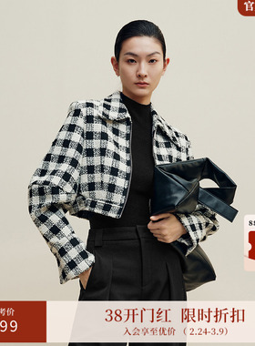 ARIOSE & YEARS15.6%绵羊毛短款小个子棋盘格外套女冬季30931037