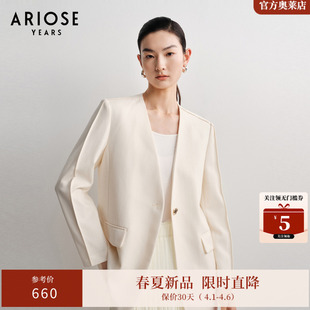 职场外套女40221335 艾诺丝雅诗100%绵羊毛一粒扣休闲正肩无领西装