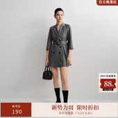 ARIOSEYEARS春新款 裙双排扣腰带V领OL风连衣裙10229028 西装