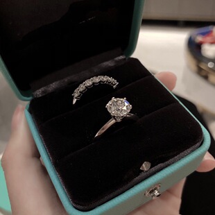 仿真锆石戒情侣结婚对戒婚礼仪式用的假道具一克拉六爪简约宝石戒