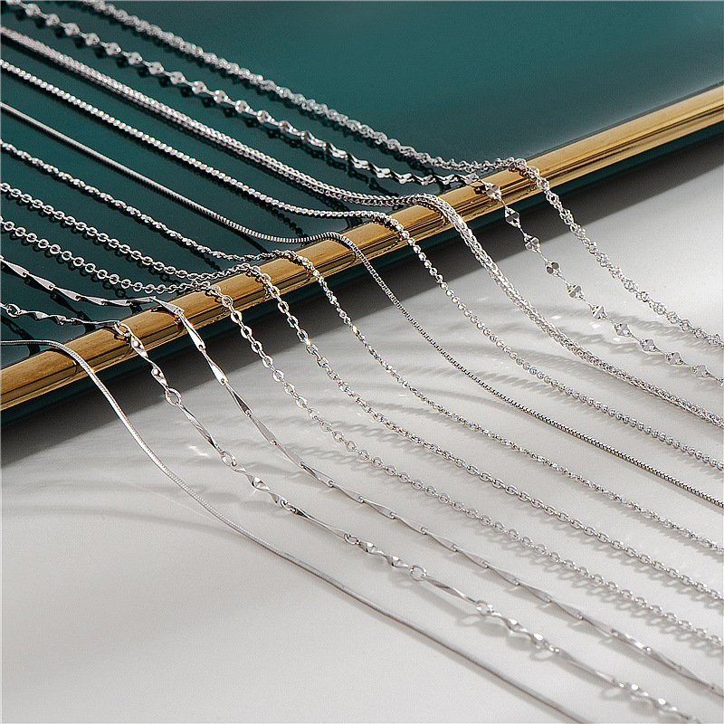 简约裸链999纯银项链女银链子