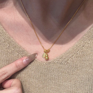 旺旺小金葫芦项链如意精致秋冬氛围质感有品位毛衣链古法工艺项链